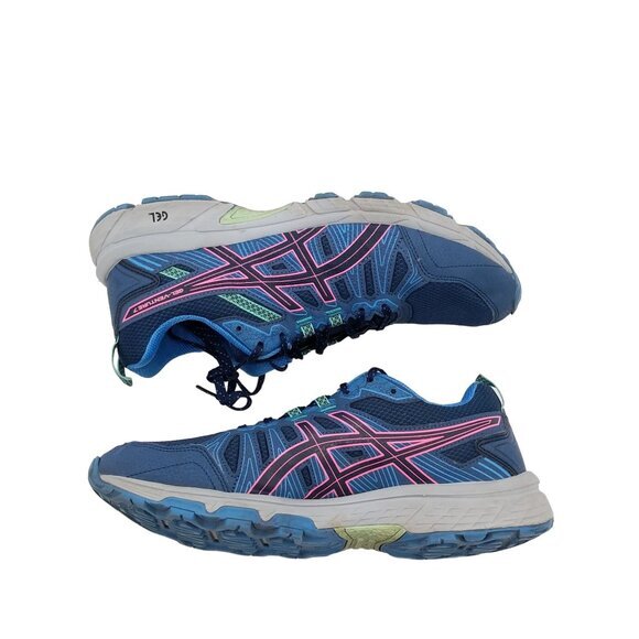 ASICS Gel Venture 7 Lace Up Running Shoes Women SZ 12 Blue Pink Granola Athletic - Picture 2 of 12